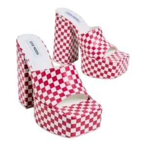 Steve Madden Trixie Checkered Open-Toe Platform Mule Sandals (Size 6)